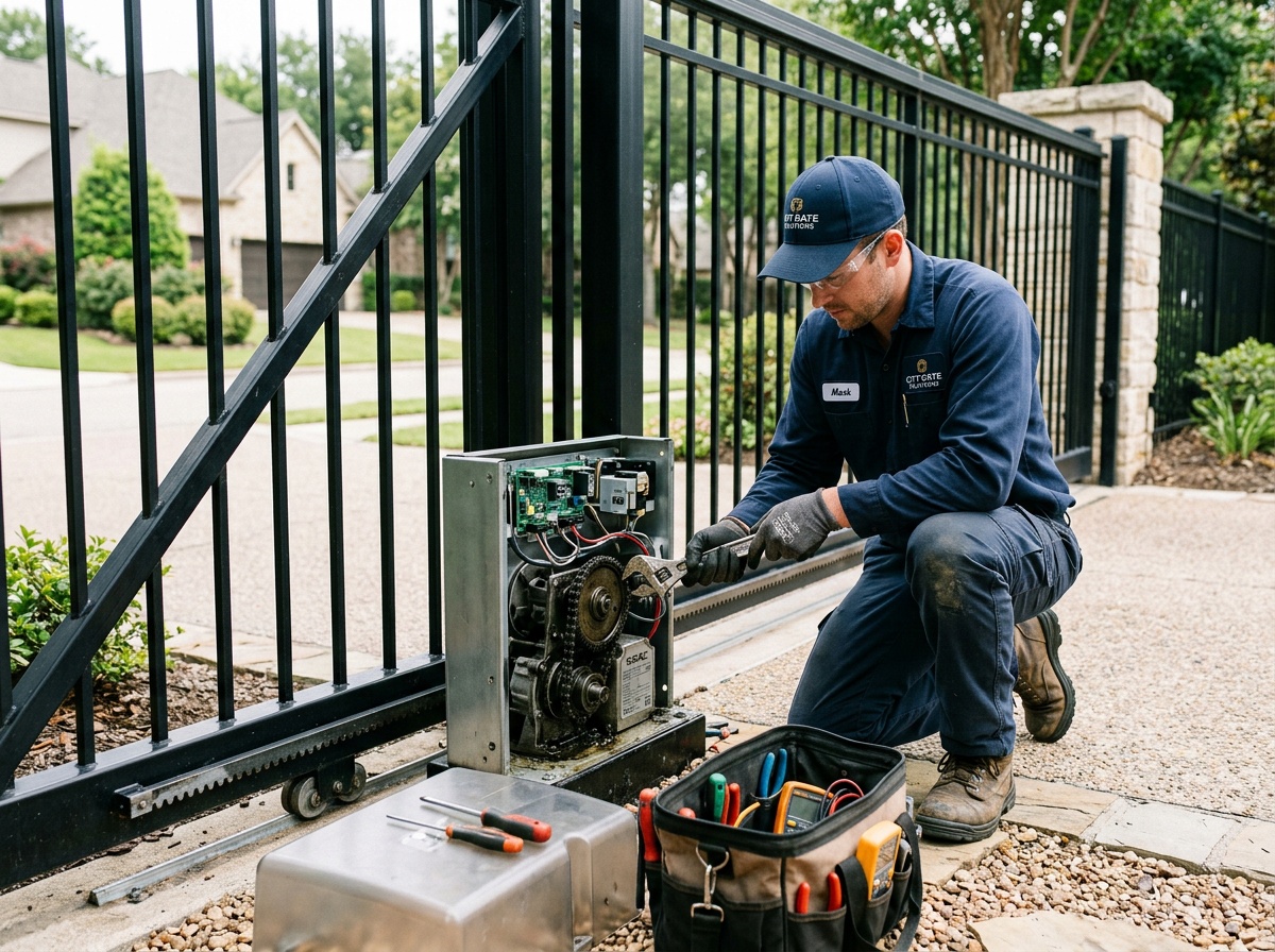 Technician performing annual gate maintenance